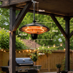 Ikodm Heizstrahler Outdoor 1800 W, 3 Heizstufen, IP55, Carbon-Heizröhre