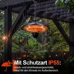 Ikodm Heizstrahler Outdoor 1800 W, 3 Heizstufen, IP55, Carbon-Heizröhre