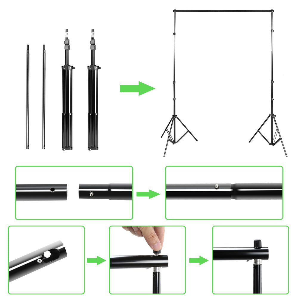 Ikodm Verstellbares Fotostudio Hintergrundsystem mit 3 Hintergründen