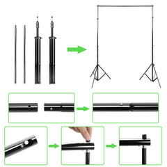 Ikodm Verstellbares Fotostudio Hintergrundsystem mit 3 Hintergründen