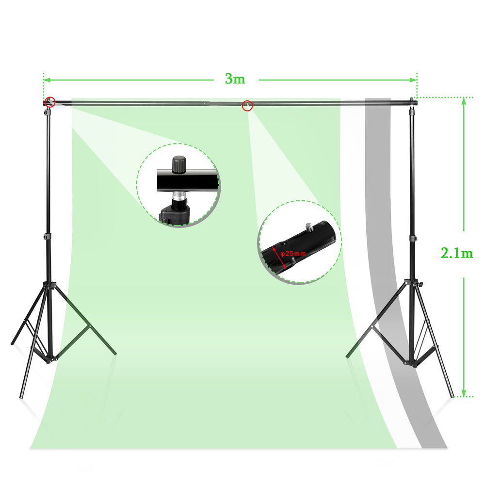 Ikodm Verstellbares Fotostudio Hintergrundsystem mit 3 Hintergründen