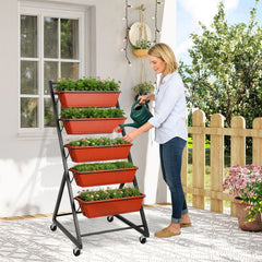 Ikodm Hochbeet Vertikalbeet 5-stöckiges mit Blumenkasten