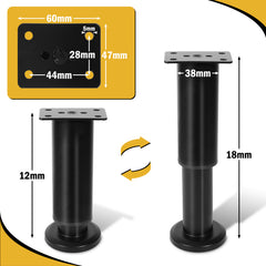 Ikodm 4er Set Möbelfüße Höhenverstellbar 12-18cm
