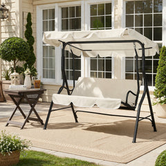 Ikodm Hollywoodschaukel Gartenschaukel 3 Sitzer mit Sonnendach