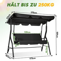 Ikodm Hollywoodschaukel Gartenschaukel 3 Sitzer mit Sonnendach