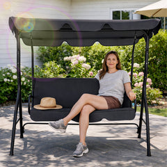 Ikodm Hollywoodschaukel Gartenschaukel 3 Sitzer mit Sonnendach