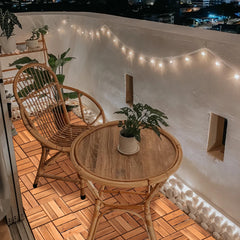 Ikodm Holzfliesen Balkon 30x30cm, Akazienholz Terrassenfliesen 11Stück 1㎡