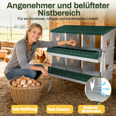 Ikodm Legenest für Hühner aus Metall Abrollnest und Standfüßen