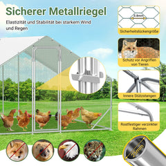 Ikodm Hühnerstall Freilaufgehege Verzinkter Stahl mit Dachplane 3*3*2m