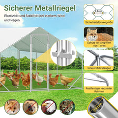 Ikodm Hühnerstall Freilaufgehege Verzinkter Stahl mit Dachplane 3*6*2m