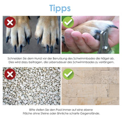 Ikodm Faltbarer Hundepool, rutschfest, mit Reparaturset