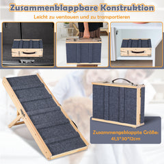 Ikodm Klappbare Hunderampe aus Kiefernholz, 4-fach höhenverstellbar, bis 25 kg