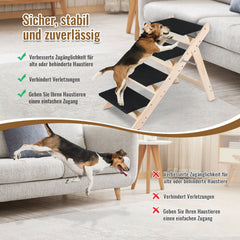 Ikodm 2-in-1 Hundetreppe & Hunderampe aus Holz, 4 Stufen, 65 cm hoch