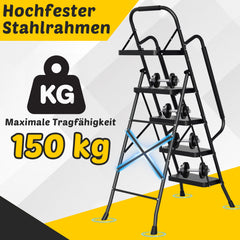 Ikodm Klappbar Leiter 4-Stufen mit abnehmbaren Armlehnen