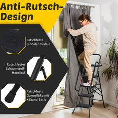 Ikodm Klappbar Leiter 4-Stufen mit abnehmbaren Armlehnen