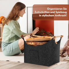 Ikodm Kaminholzkorb Holzkorb für Kaminholz Aufbewahrungskorb Brennholzkorb Kaminholz