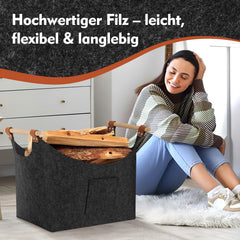 Ikodm Kaminholzkorb Holzkorb für Kaminholz Aufbewahrungskorb Brennholzkorb Kaminholz