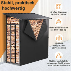 Ikodm Kaminholzregal Metall 185x70x185cm Unterstand mit Dach