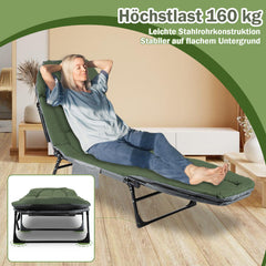 Ikodm Karpfenliege Campingbett Faltbar Maximale Belastung 150 kg
