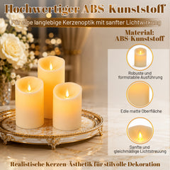 Ikodm 3er LED Kerzen Ø7,5cm Set Flackernd