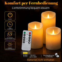Ikodm 3er LED Kerzen Ø7,5cm Set Flackernd
