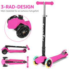 Ikodm Kinderroller Faltbar mit LED Leuchtenden Räder