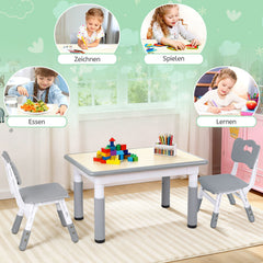 Ikodm Kindertisch mit 2 Stühlen Set 7-Fach höhenverstellbar