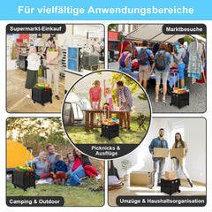 Ikodm Klappbarer Einkaufstrolley mit Teleskopgriff und Deckel