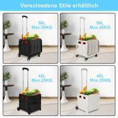 Ikodm Klappbarer Einkaufstrolley mit Teleskopgriff und Deckel
