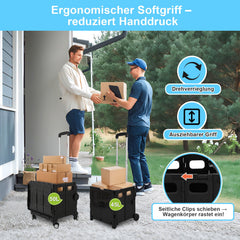 Ikodm Klappbarer Einkaufstrolley mit Teleskopgriff und Deckel