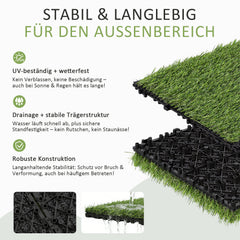 Ikodm Kunstrasenfliesen mit Klicksystem Rasenfliesen 30x30cm