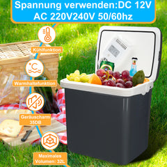 Ikodm 24 Liter Kühlbox Thermo-Elektrische 12V 230V,Mini-Kühlschrank KÜHLT und WÄRMT,Auto-Kühlbox mit ECO-Modus, für Auto Camping