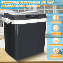 Ikodm 24 Liter Kühlbox Thermo-Elektrische 12V 230V,Mini-Kühlschrank KÜHLT und WÄRMT,Auto-Kühlbox mit ECO-Modus, für Auto Camping