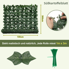 Ikodm Künstliche Efeu Hecke Sichtschutz 1x3m