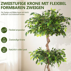 Ikodm Künstlicher Ficusbaum im Topf, pflegeleicht & dekorativ