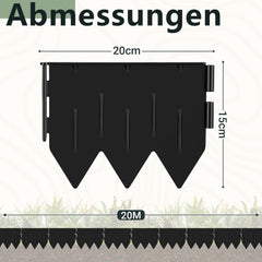 Ikodm Beeteinfassung Kunststoff PP Rasenkante Schwarz 15cm höhe