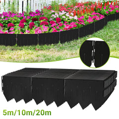 Ikodm Beeteinfassung Kunststoff PP Rasenkante Schwarz 15cm höhe