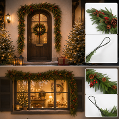 Ikodm Weihnachtsgirlande Tannengrün Kunststoff mit LED Tannengirlande