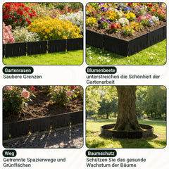 Ikodm Beeteinfassung Kunststoff PP Rasenkante Schwarz 15cm höhe