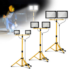 Ikodm LED Baustrahler mit Stativ 2x50-200W, 10.000 Lumen, IP66
