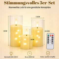 Ikodm LED Kerzen 3er Set Fernbedienung