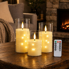 Ikodm LED Kerzen 3er Set Fernbedienung