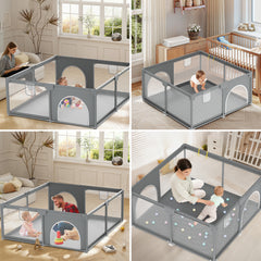 Ikodm Baby Laufstall Laufgitter Faltbar 130x130cm/150x180cm