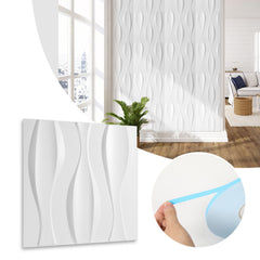 Ikodm 3D Wandpaneele 12 Stück 50x50 cm Linear Weiß