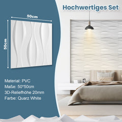 Ikodm 3D Wandpaneele 12 Stück 50x50 cm Linear Weiß
