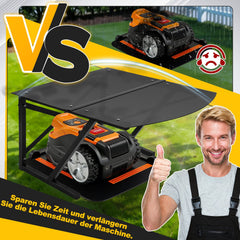 Ikodm Mähroboter Garage Metall mit PC-Dachplatte