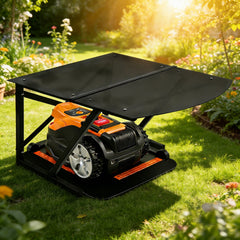 Ikodm Mähroboter Garage Metall mit PC-Dachplatte