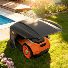 Ikodm Mähroboter Garage Kompatible Ladestationen mit klappbarem Dach