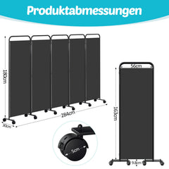 Ikodm Paravent Raumteiler mit Rollen Trennwand&Sichtschutz Anthrazit/Beige