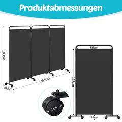 Ikodm Paravent Raumteiler mit Rollen Trennwand&Sichtschutz Anthrazit/Beige